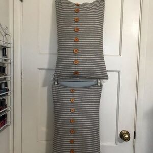 Striped Gray Cushion Covers with Wooden Buttons 🍁